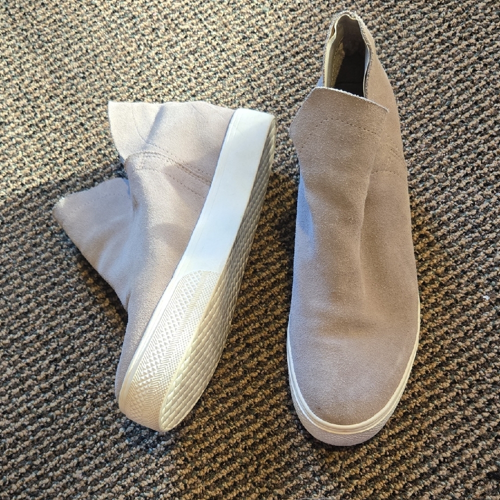 Steve Madden Taupe/grey Suede And Leather Slip-On Sneakers